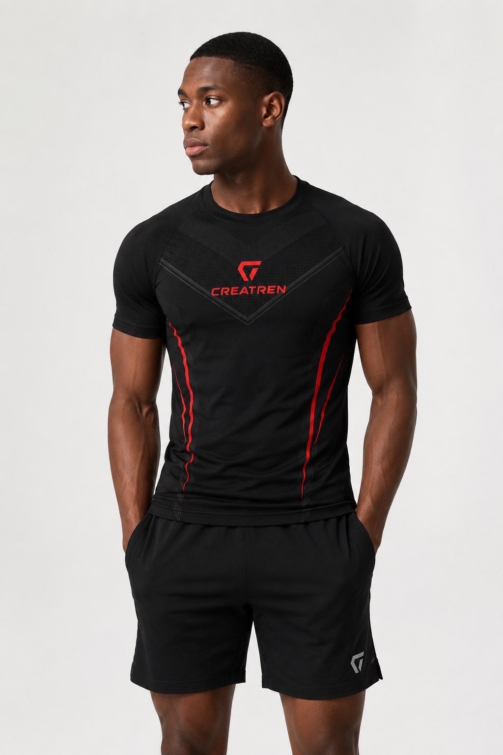 Compression shirt - Black, Red stripes