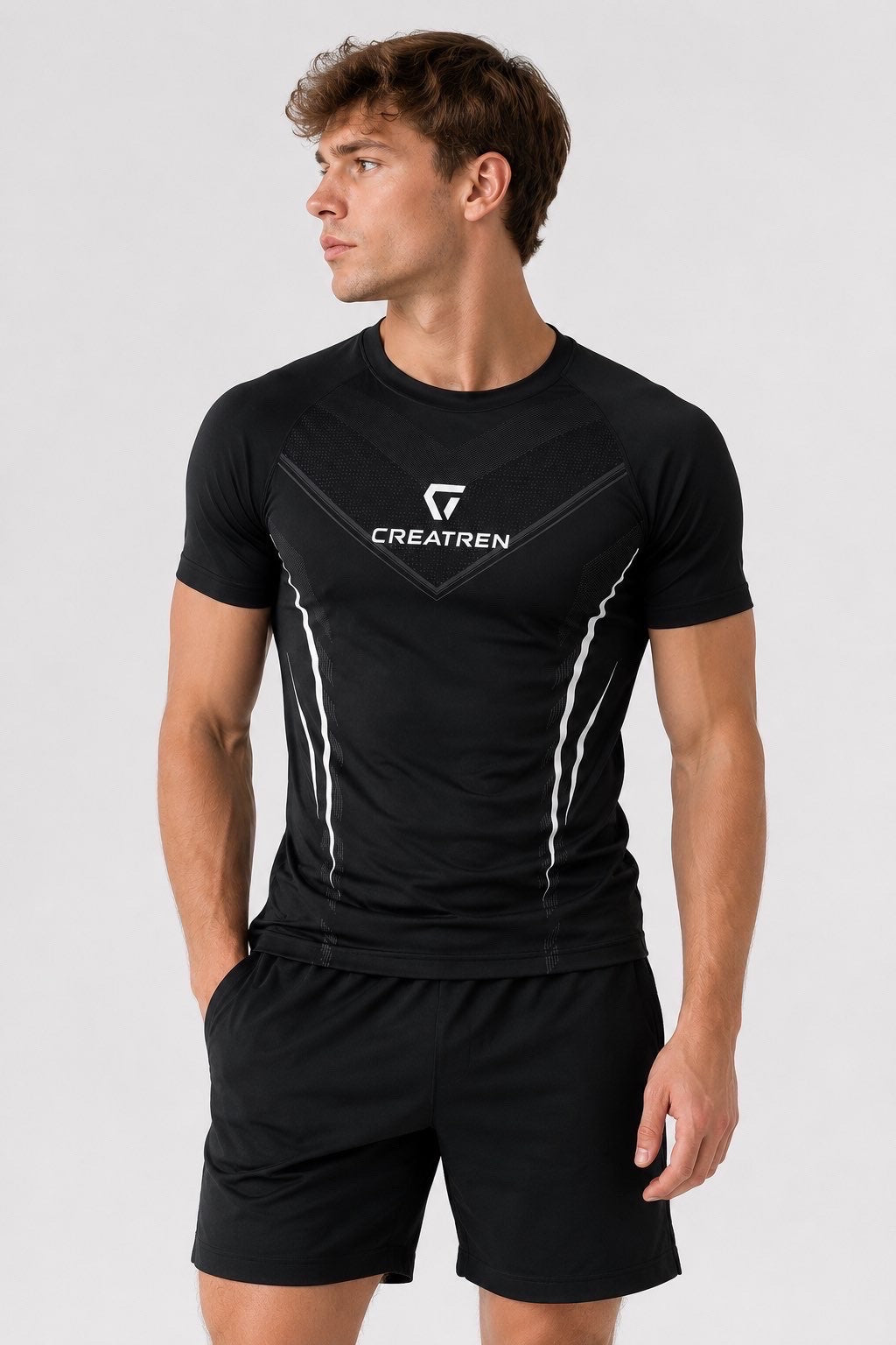Compression shirt - Black, White stripes
